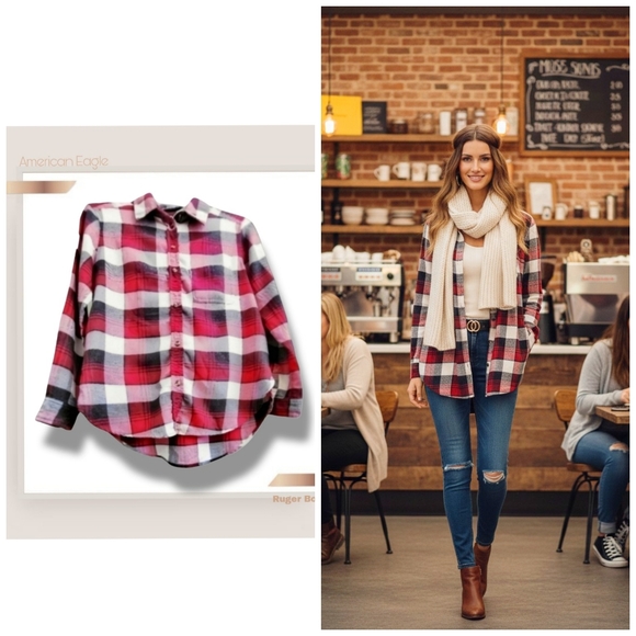 American Eagle Outfitters Tops - 🌿American Eagle Outfitters Women's XS Plaid Flannel Shirt - Cozy & Stylish